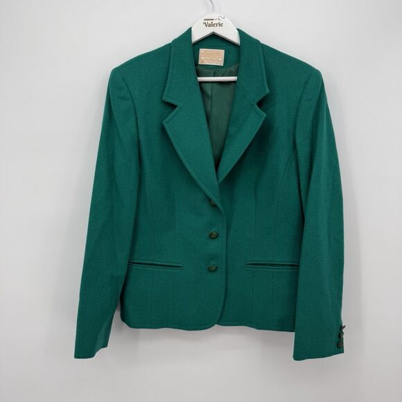 Pendleton Vintage Green Wool Blazer Made in USA Business Size 12 - Picture 1 of 12